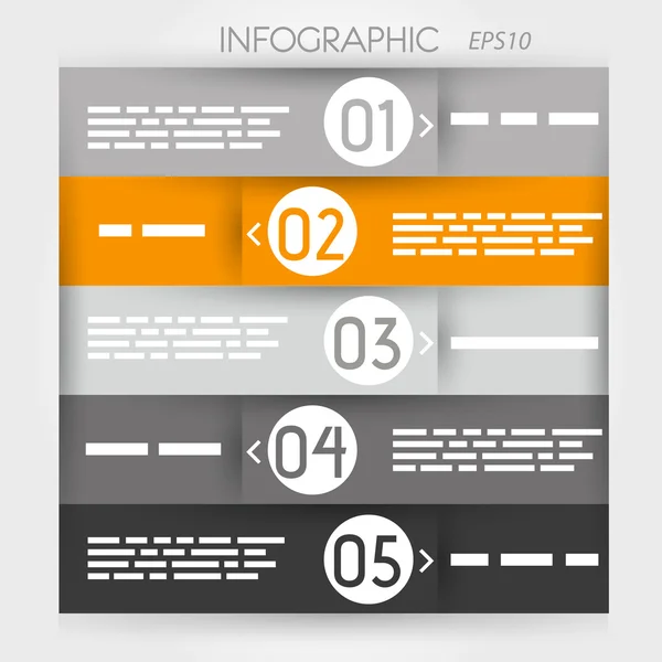 Infográfico laranja cinco opções em anéis zig zag — Vetor de Stock
