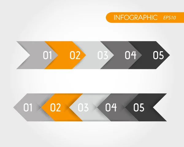 Serie infografica arancione di frecce — Vettoriale Stock