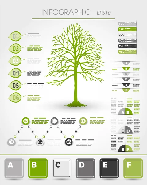 Grüne ökologische Infografik mit Baum — Stockvektor