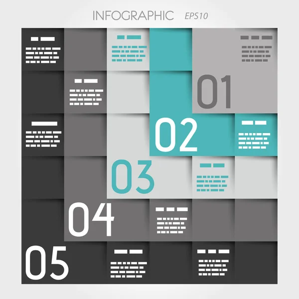 Tyrkysové pět l možnosti čtvercové infographic — Stockový vektor