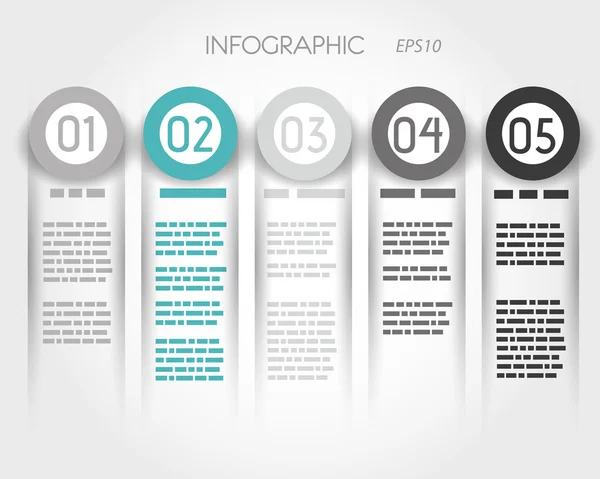 Beş seçenek olan turkuaz Infographic sütunlar — Stok Vektör