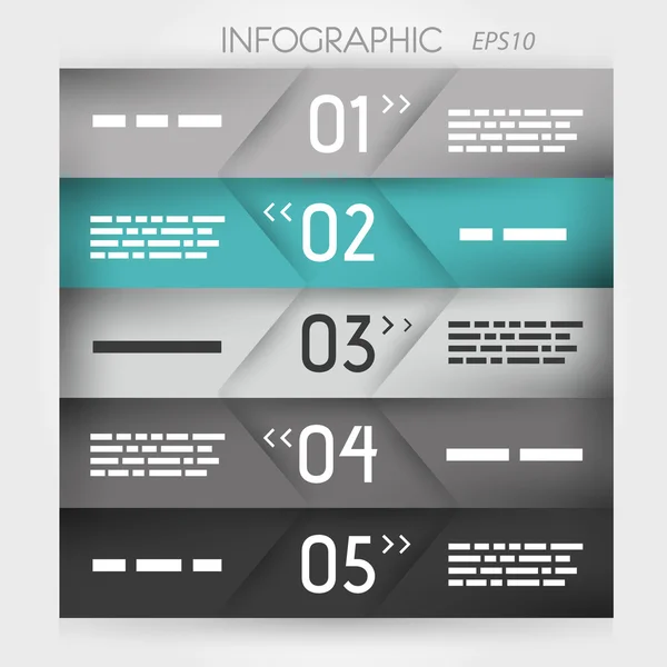 Türkis-Infografik fünf schräge Optionen in der Mitte — Stockvektor