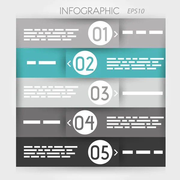 Infografía turquesa cinco opciones en anillos zig-zag — Vector de stock