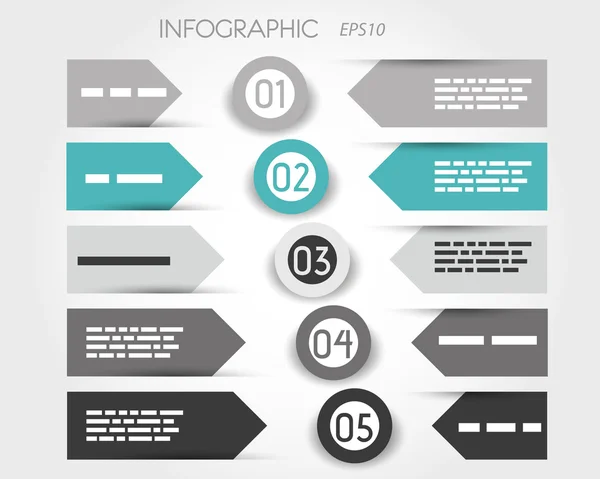 Turquoise infographic met labels en ringen in Midden — Stockvector