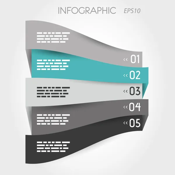 Turquoise perspectief infographic met 5 opties — Stockvector