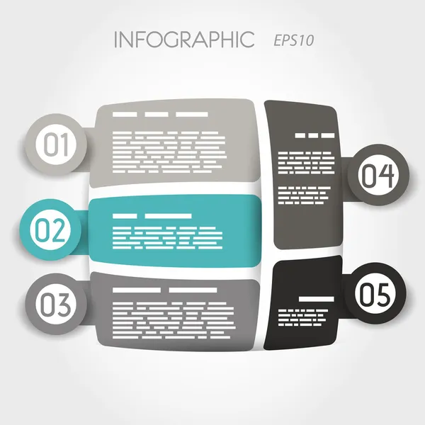 Turquoise afgeronde vierkante infographic lay-out met grote ringen — Stockvector