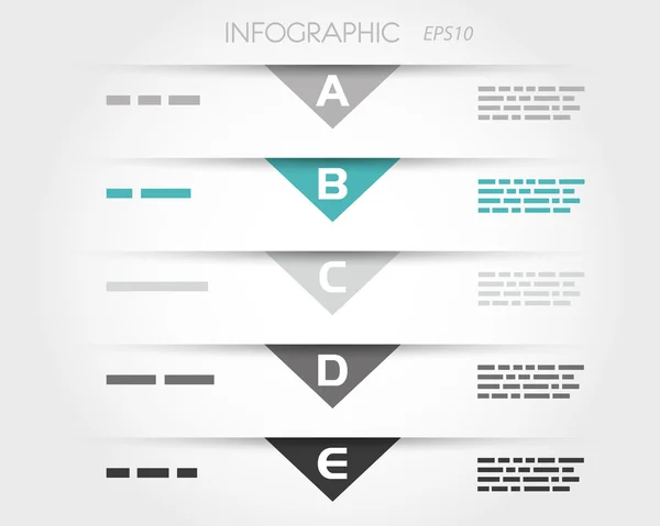 Turquoise transparante driehoekige infographic vijf opties — Stockvector