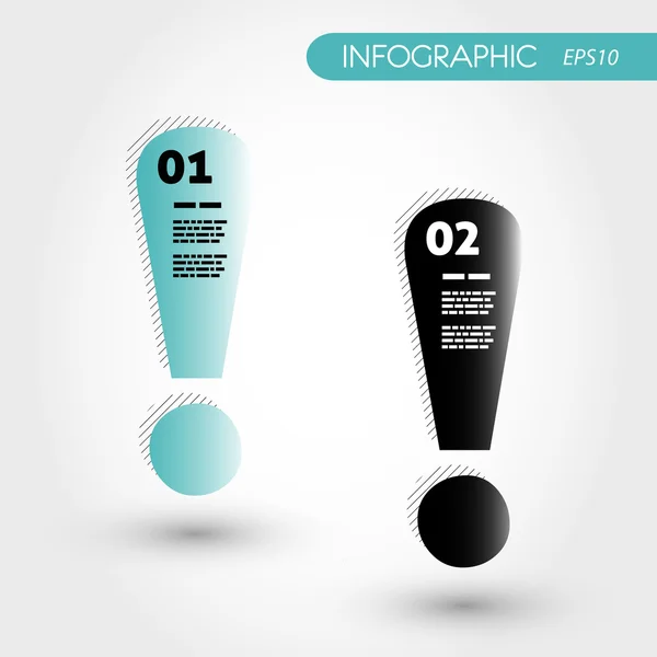 Due punti esclamativi infografici turchesi — Vettoriale Stock