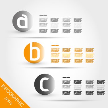 Turuncu üç küçük Infographic harflerle Yüzükler
