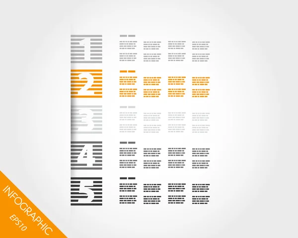 Оранжевая прозрачная инфографика с пятью полосатыми номерами — стоковый вектор