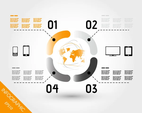 Éléments infographiques du monde orange en anneau — Image vectorielle