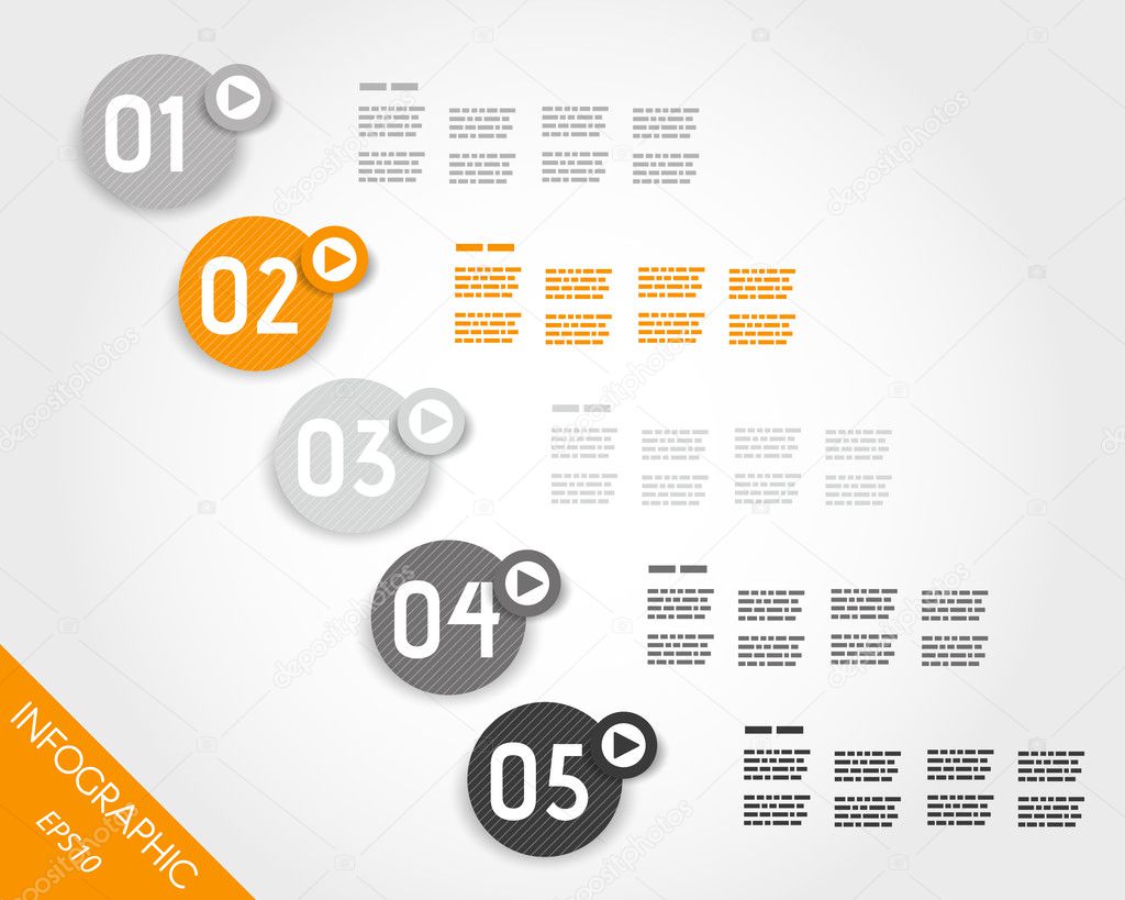 orange striped infographic numbers in rings