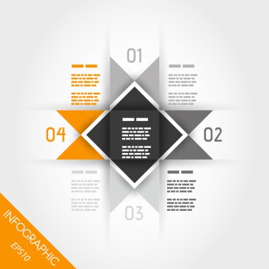 Turuncu Infographic dört çok üçgen şablonu