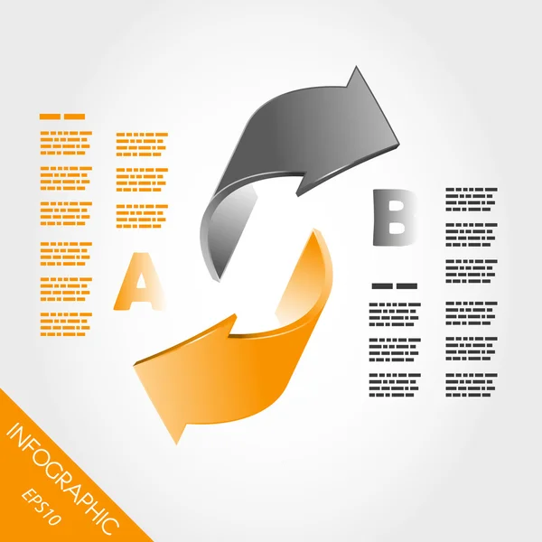 Dos flechas 3d infografía naranja — Archivo Imágenes Vectoriales
