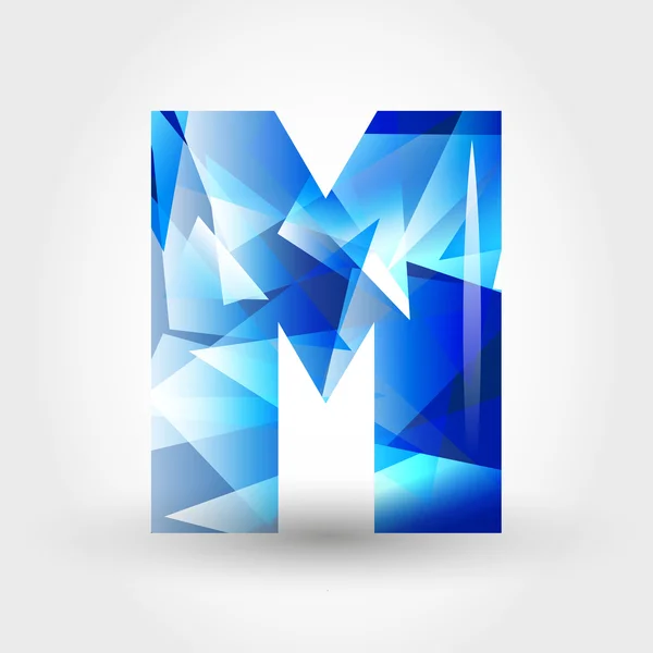 Letra cristalina azul M — Vector de stock
