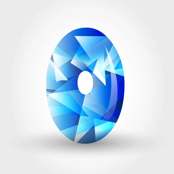 Lettre cristalline bleue O — Image vectorielle