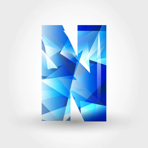 Blue crystalline letter N — Stock Vector