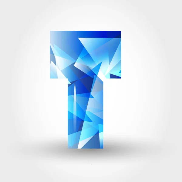 Blue crystalline letter T — Stock Vector