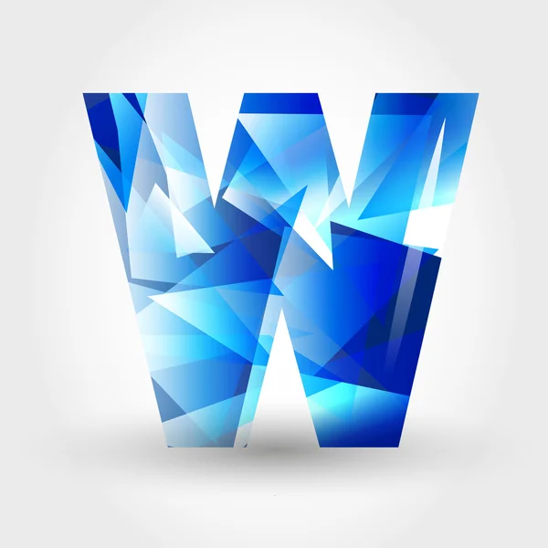 Blue crystalline letter W — Stock Vector