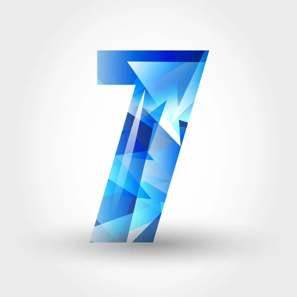 Blue crystalline number 7 — Stock Vector