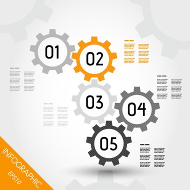Beş turuncu Infographic Dişliler