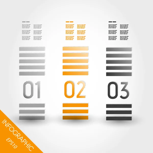 Three orange striped infographic columns — Stock Vector