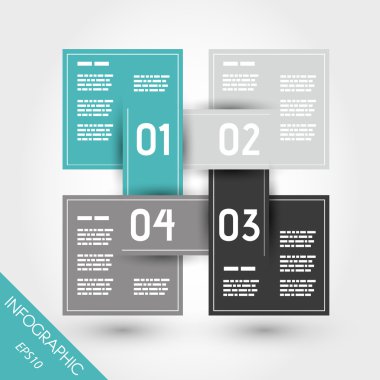 turquoise infographic four linked squares clipart