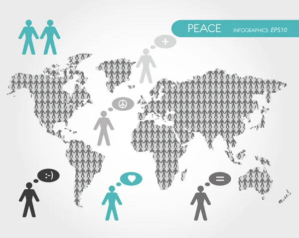 Türkisfarbene friedliche Infografik Weltkarte — Stockvektor