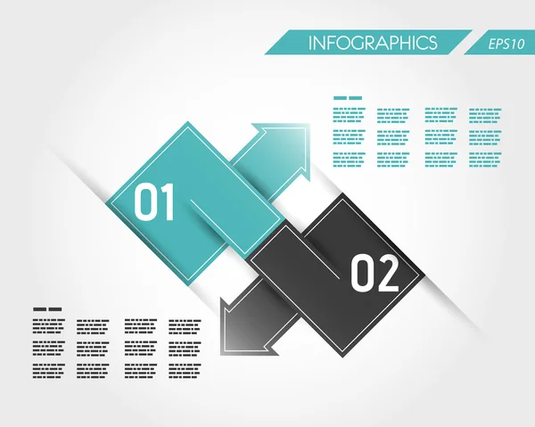 Tyrkysový čtverec infographic dvou propojených šipky — Stockový vektor