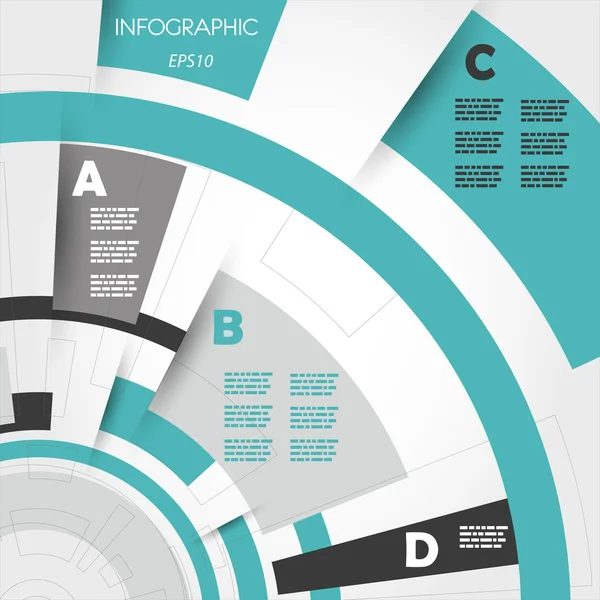 Turquoise abstracte technische infographic ringen — Stockvector
