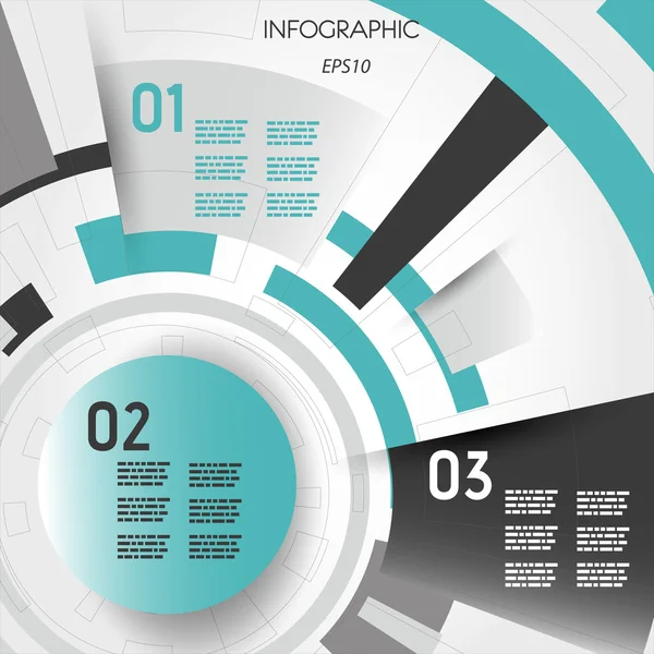 Turquoise abstract technical infographic layout with rings — Stockvector