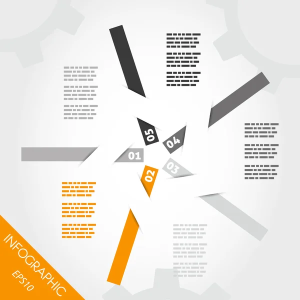 Vijf Oranje infographic stickers in ster — Stockvector