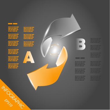 İki parlak turuncu Infographic 3d ok