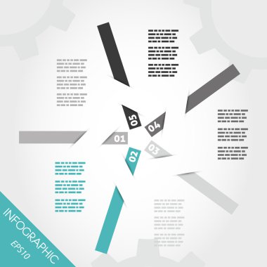 Beş turkuaz Infographic çıkartmaları Star