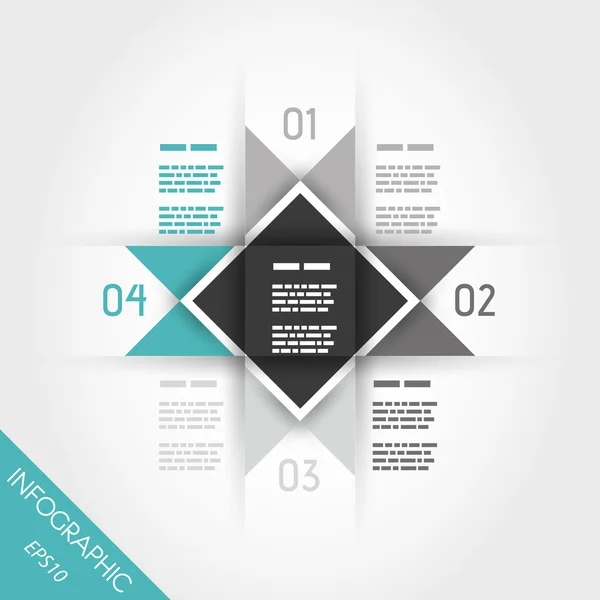 Turquoise infographic vier multi driehoekige sjabloon — Stockvector