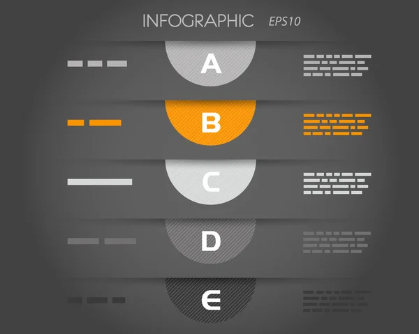 Dunkel orange transparent gestreifte Halbkreis-Infografik — Stockvektor
