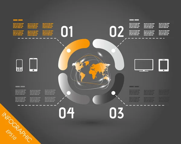 Orangedark mundo naranja elementos de infografía en anillo — Archivo Imágenes Vectoriales