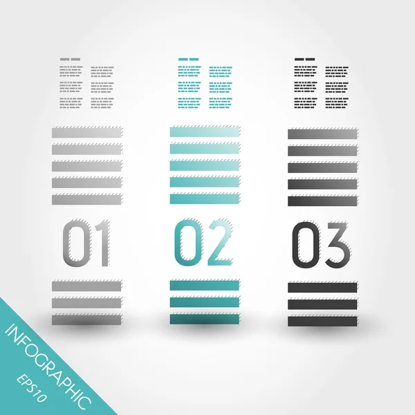 Drie turquoise gestreepte infpgraphic kolommen — Stockvector