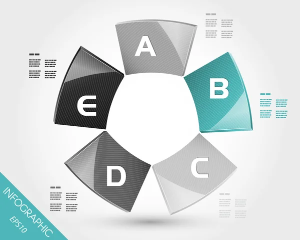 Círculo infográfico turquesa de semicírculos com letras — Vetor de Stock