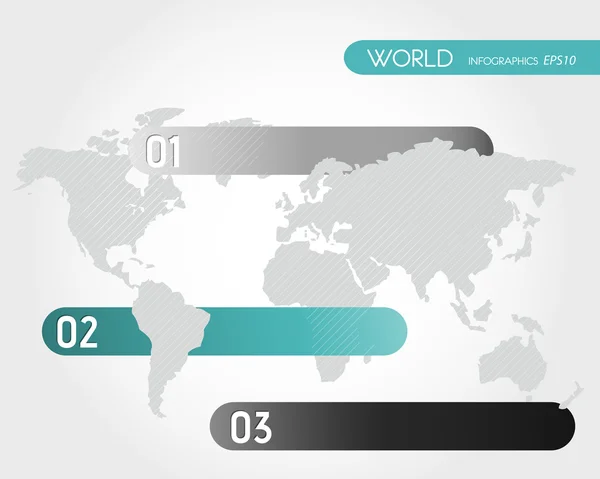 Mundo infográfico turquesa três opções — Vetor de Stock