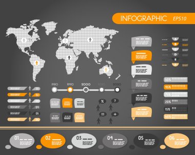 Turuncu karanlık dünya infographics insanlarla