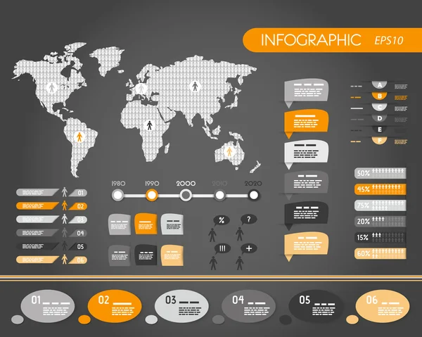 Narancs, sötét világ infographics az emberek — Stock Vector