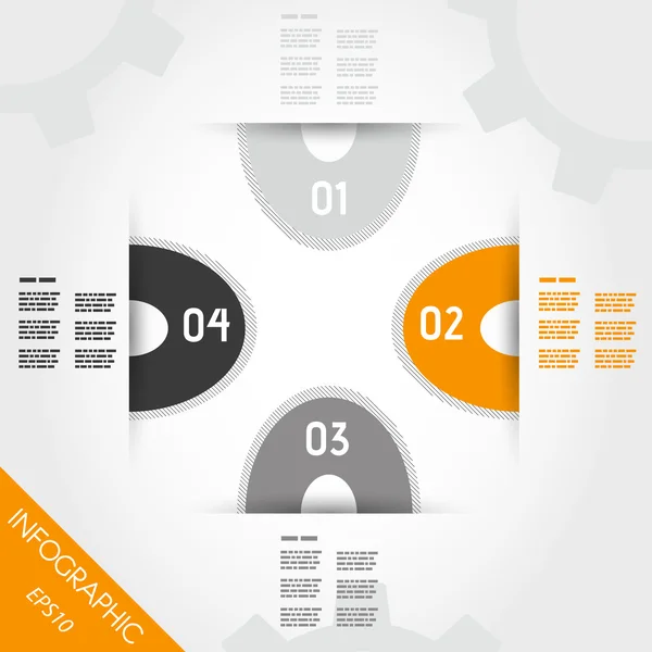 Plantilla de infografía semicírculo rayado naranja — Vector de stock