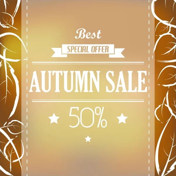 Herfst verkoop met lint en bladeren — Stockvector