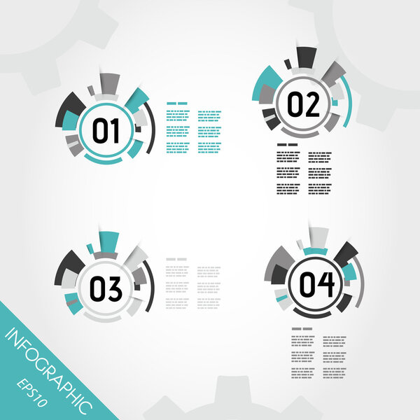 turquoise abstract technical infographic rings with numbers