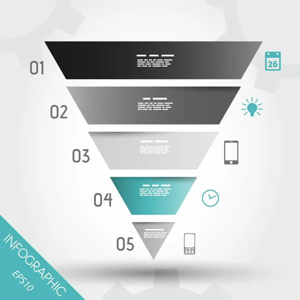 Turquoise infographic omgekeerd piramide — Stockvector