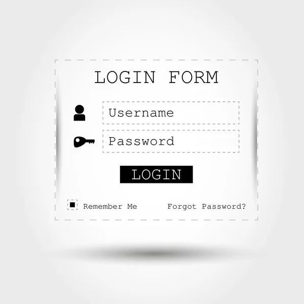 Black transparent login form — Stock Vector