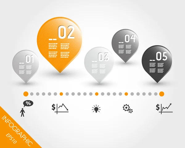 Cronología naranja con botones e iconos — Archivo Imágenes Vectoriales