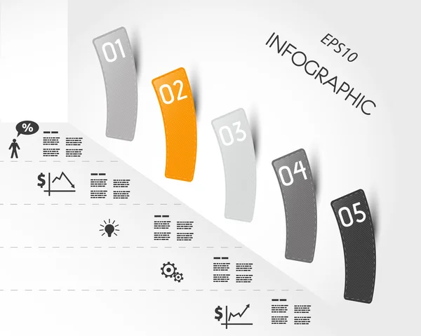 Parete infografica arancione con adesivi — Vettoriale Stock