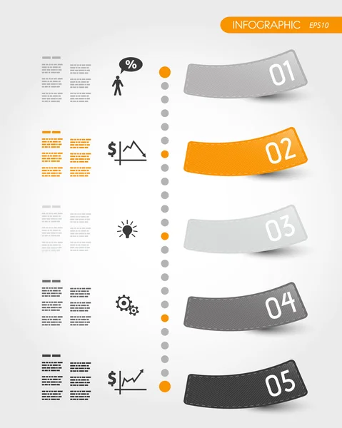 Timeline orange avec autocollants — Image vectorielle